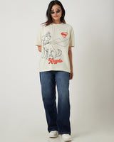 Women's White Streetwear Half Sleeves Tshirt