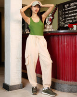 Women's Pink Casual Solid Cargo