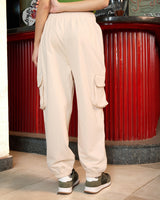 Women's Pink Casual Solid Cargo