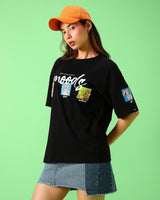 Women's Black Streetwear Half Sleeves Tshirt