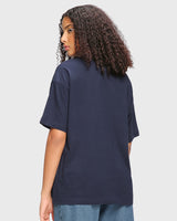 Women's Blue Casual Oversized Fit Printed Half Sleeves Tshirt