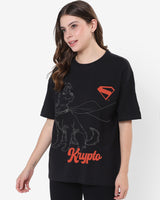 Women's Black Streetwear Half Sleeves Tshirt