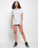 Women's White Casual Boyfriend Fit Solid Half Sleeves Tshirt