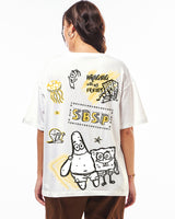 Women's White Streetwear Half Sleeves Tshirt