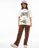 Women's White Streetwear Half Sleeves Tshirt