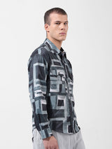Men's Green Casual Printed Full Sleeves Shirt