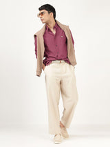 Men's Red Casual Regular Fit Solid Full Sleeves Shirt