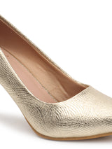Women's Textured Pointed Toe Stiletto Pump Heel Block