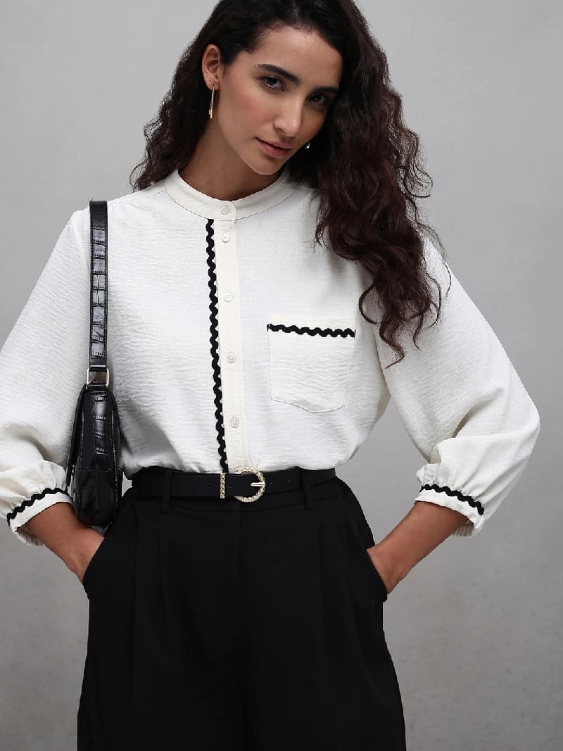 Women's White Casual Solid Regular Fit Shirt