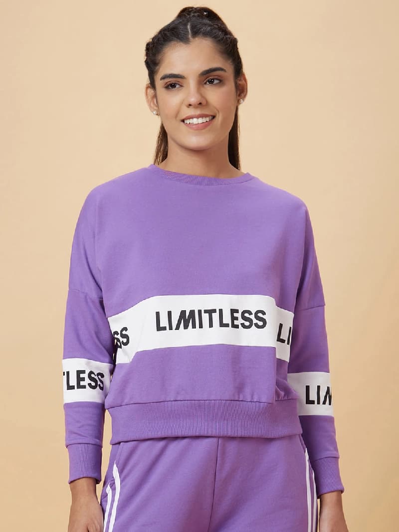 Women's Purple Casual Graphic Oversized Fit Sweatshirt
