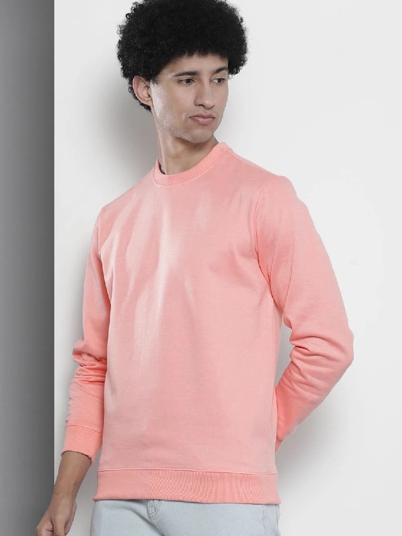 Men's Red Casual Solid Regular Fit Sweatshirt