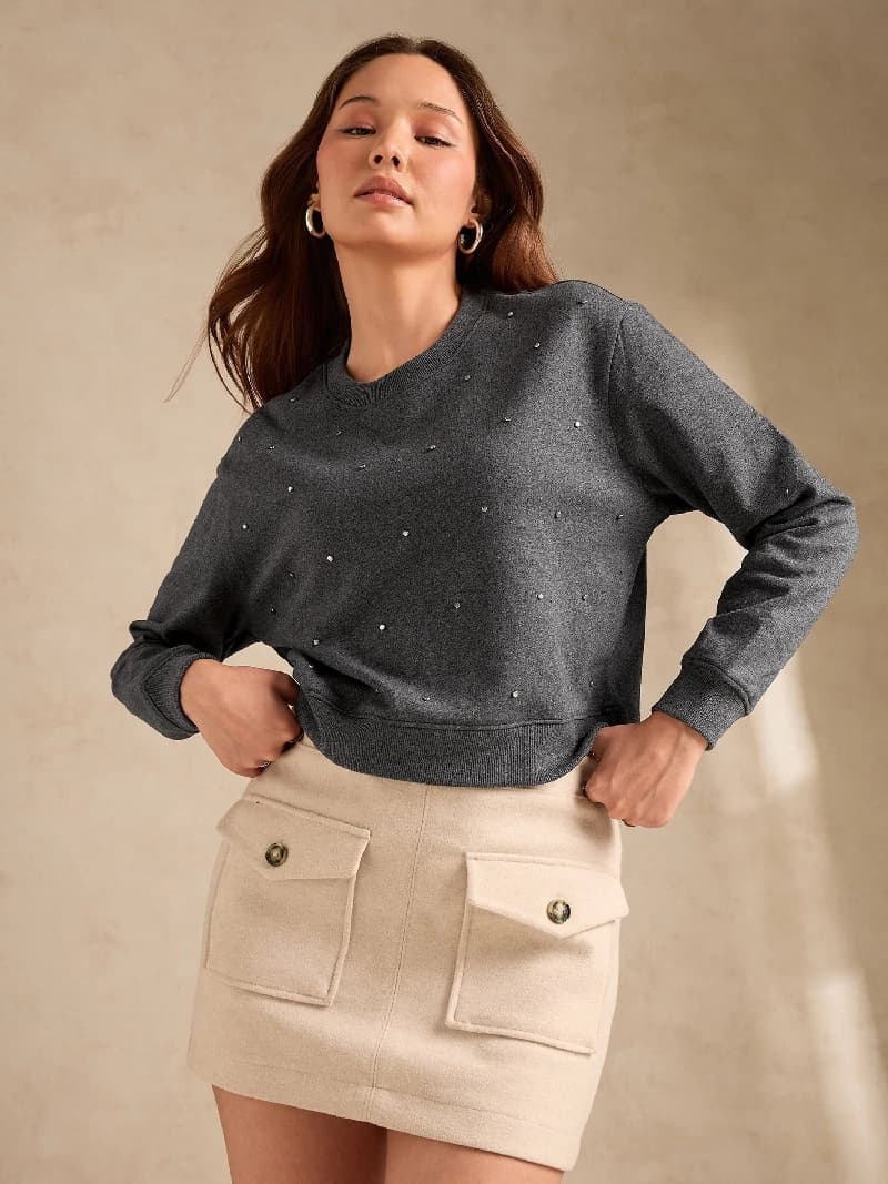 Women's Grey Casual Solid Oversized Fit Sweatshirt