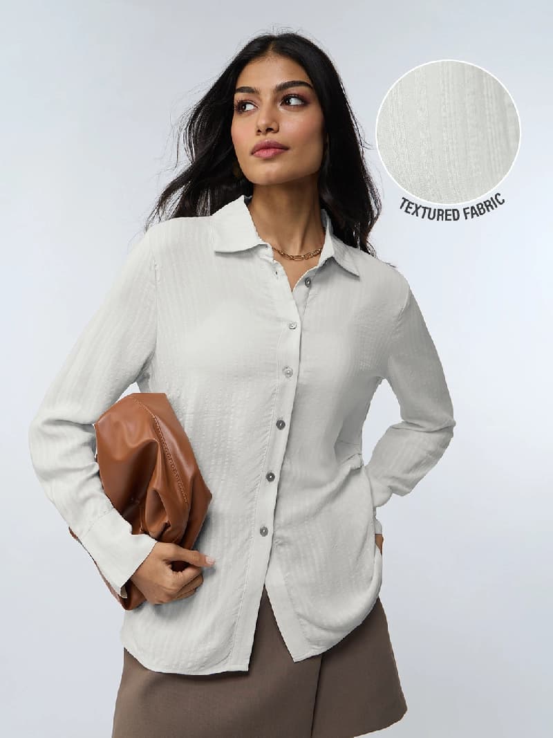 Women's White Casual Solid Regular Fit Shirt