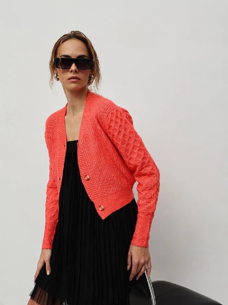 Women's Orange Casual Solid Regular Fit Sweater