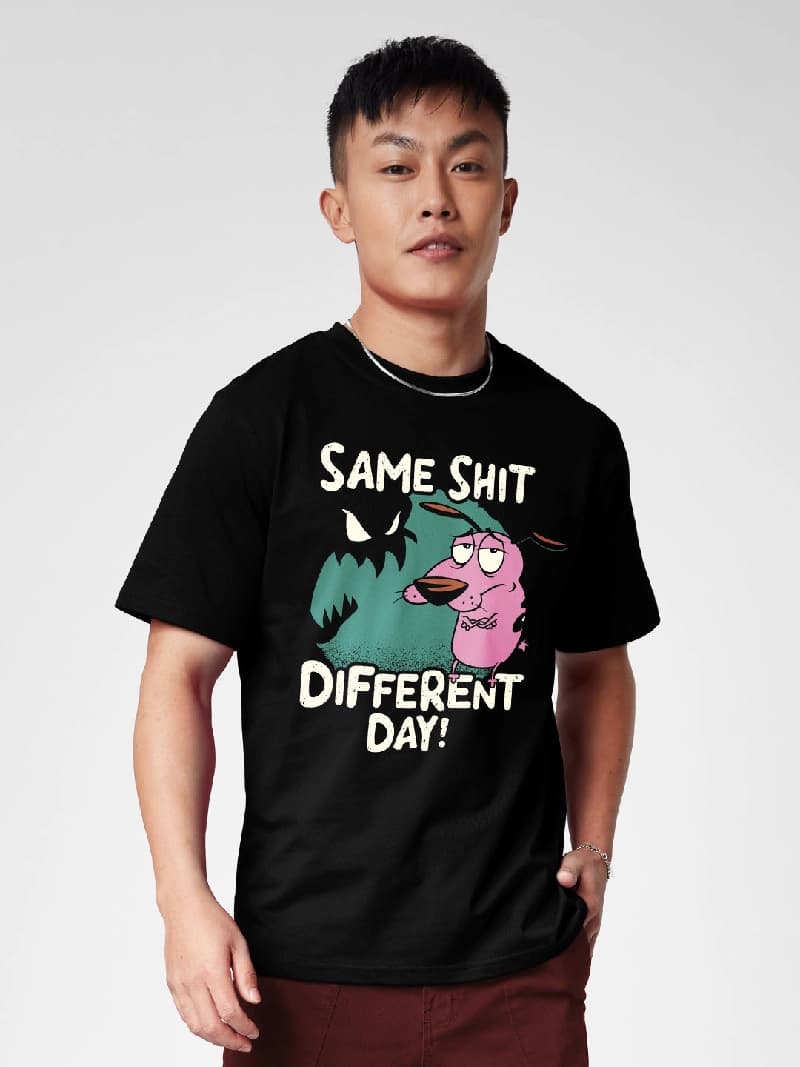 Men's Black Casual Graphic Regular Fit Tshirt