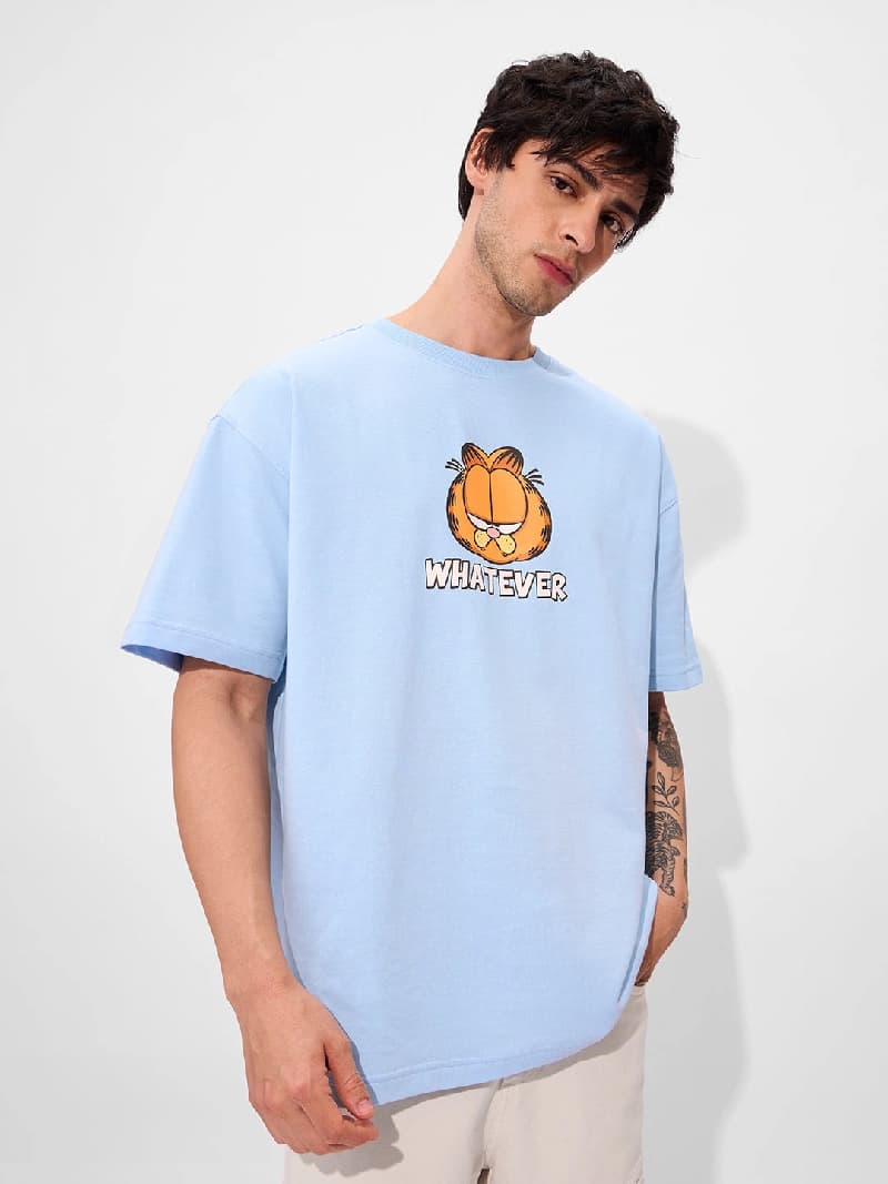 Men's Blue Casual Oversized Fit Tshirt