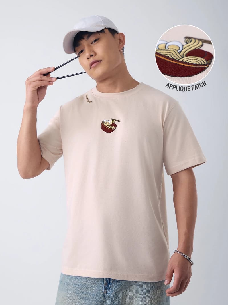 Men's Beige Casual Graphic Regular Fit Tshirt