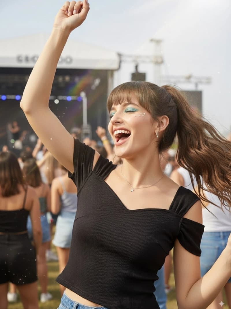 Women's Black Casual Solid Skinny Fit Top