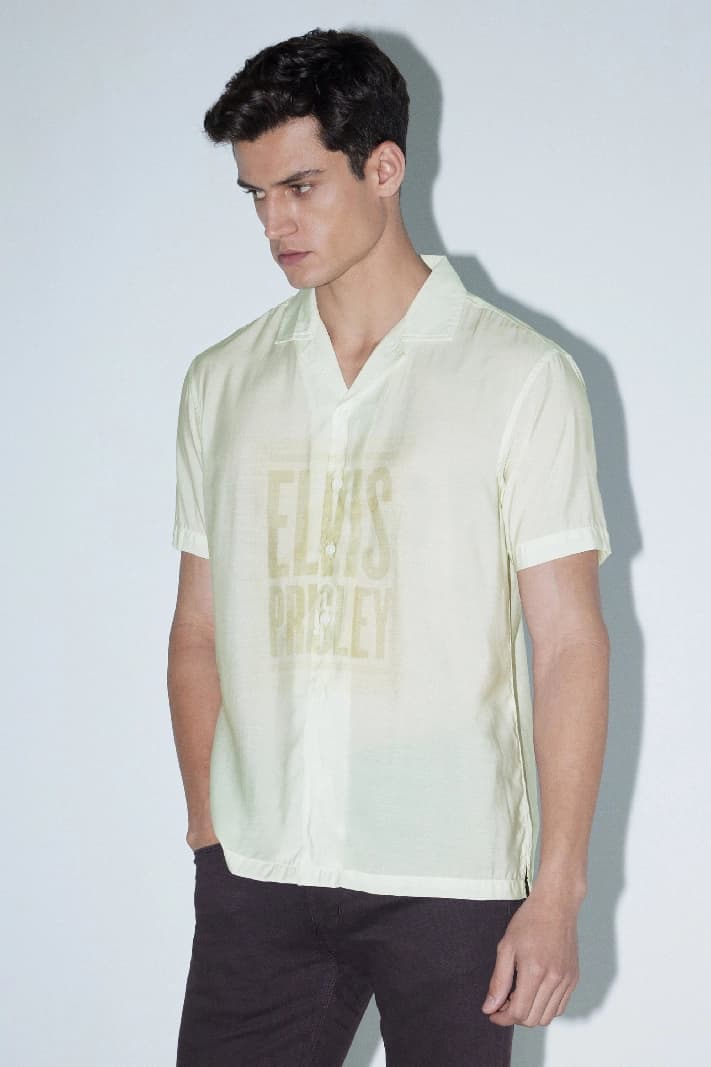 Men's Beige Casual Printed Regular Fit Shirt