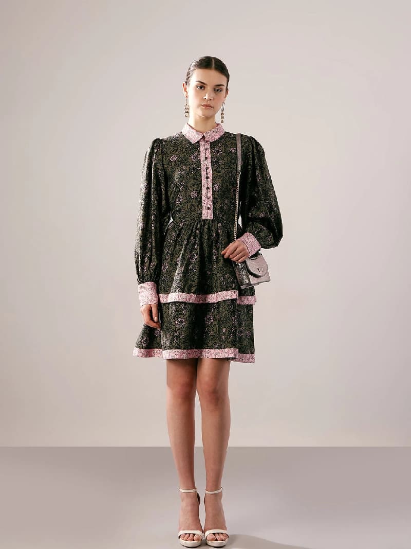 Women's Green Casual Printed Fit & Flared Dress