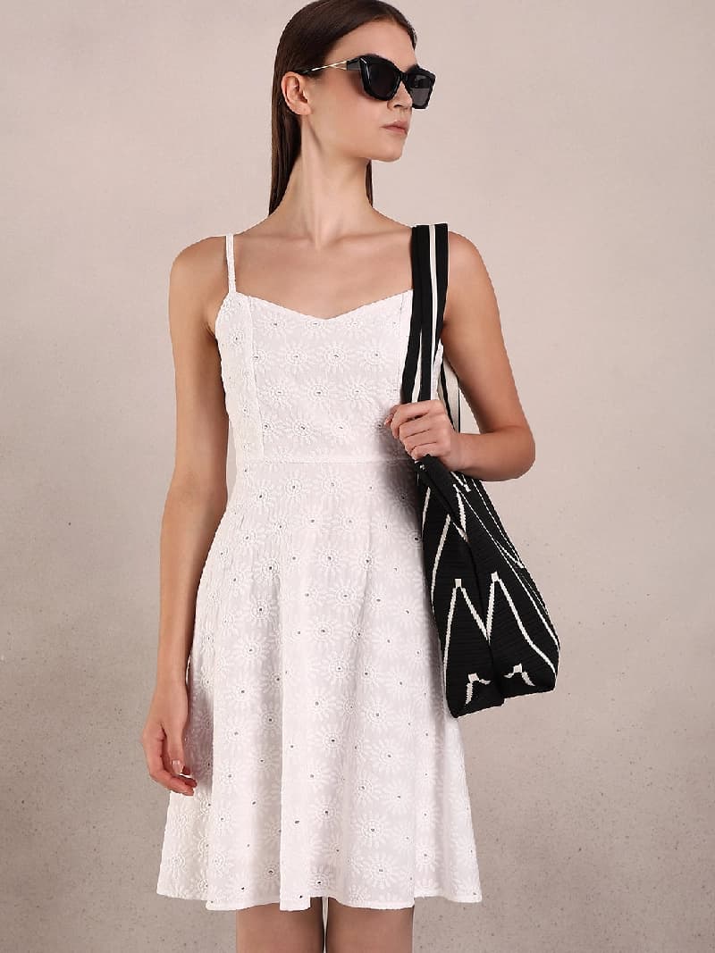 Women's White Party Self-Design Dress
