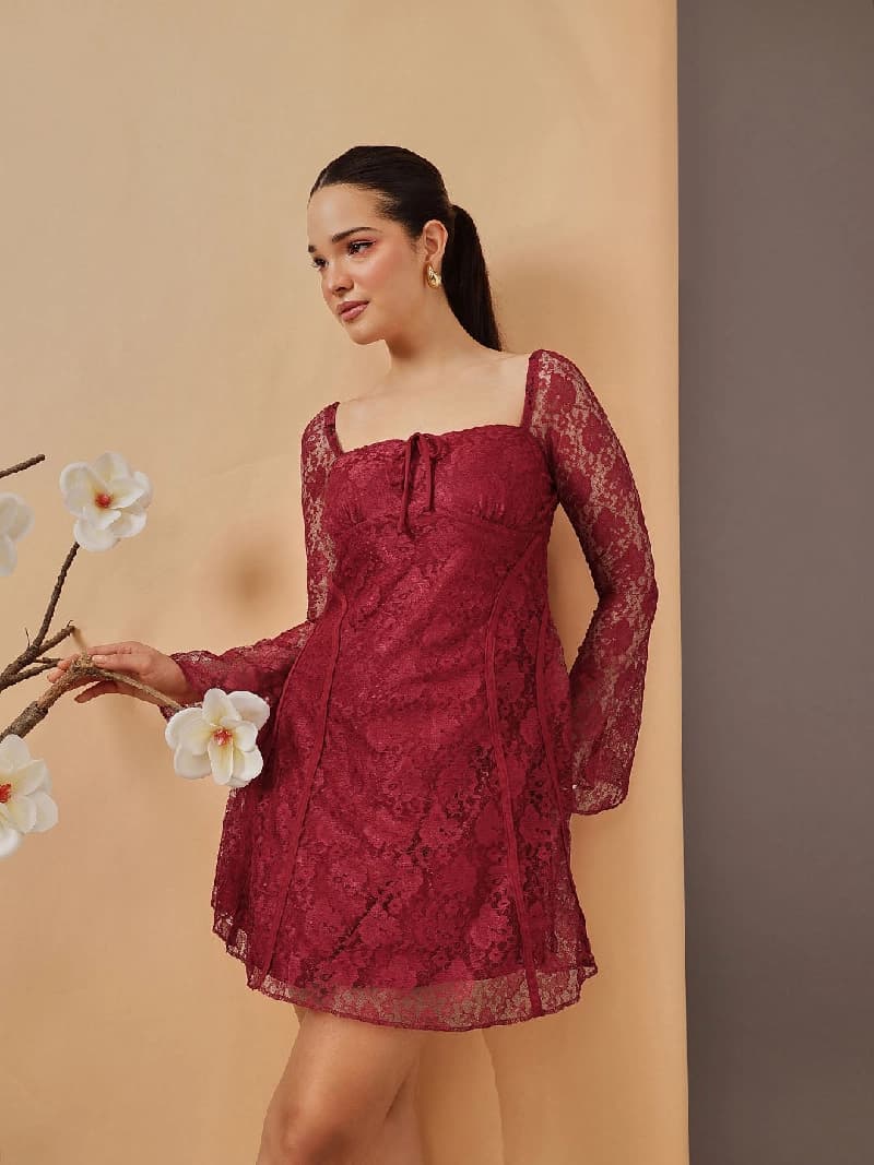 Women's Red Casual Solid Regular Fit Dress