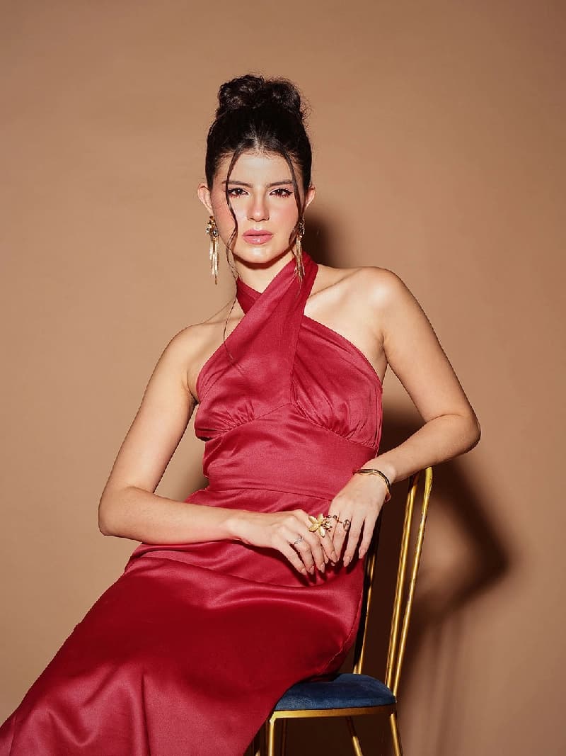 Women's Red Casual Solid Sleeveless Dress