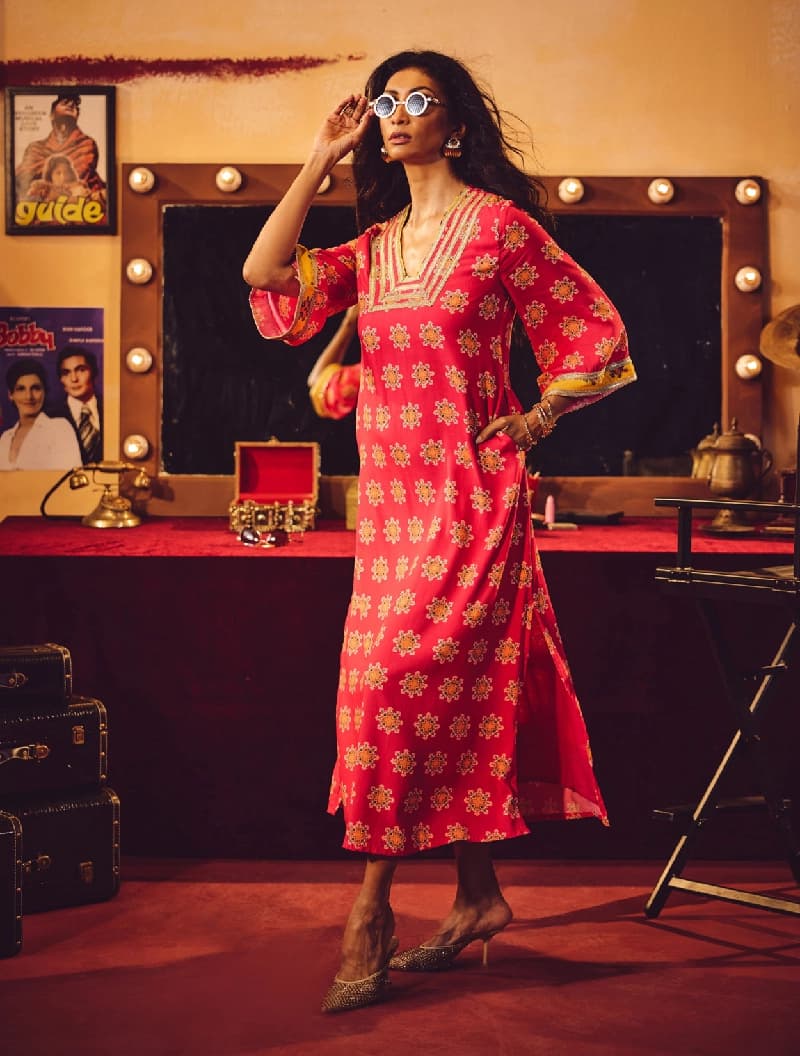 Women's Pink Festive Floral Regular Fit Dress