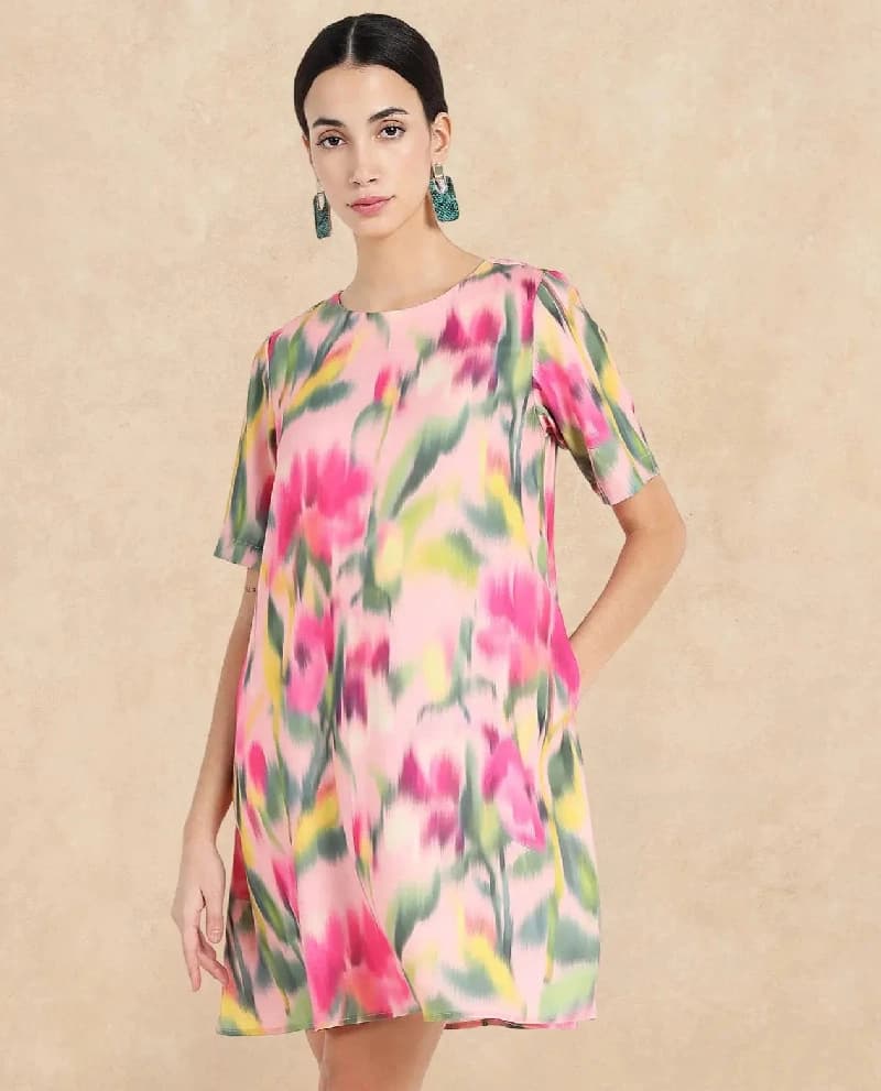 Women's Multicolor Casual Printed Regular Fit Dress