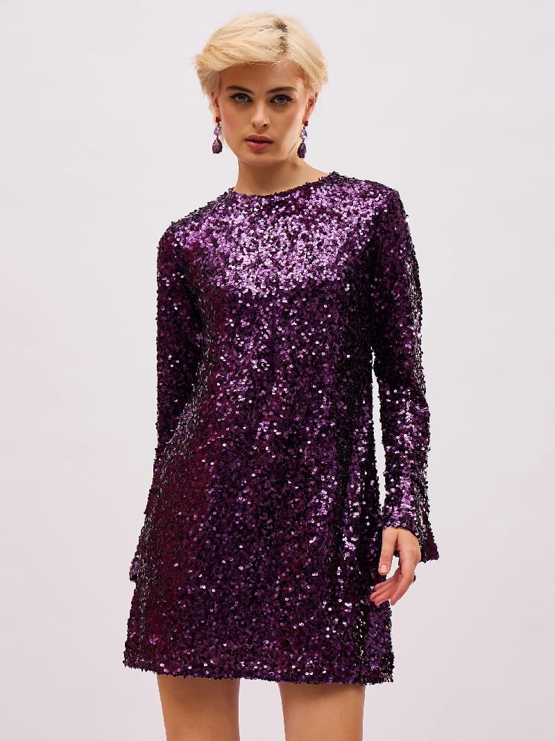 Women's Purple Party Regular Fit Dress