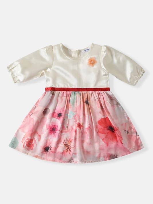 Girls Satin Multicolor Casual Fit & Flared Dress