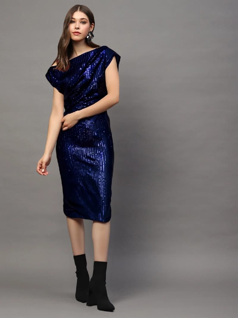 Women's Navy Party Skinny Fit Dress