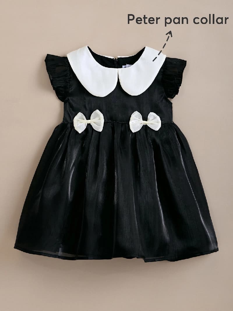 Girls Black Classic Bow Party Dress