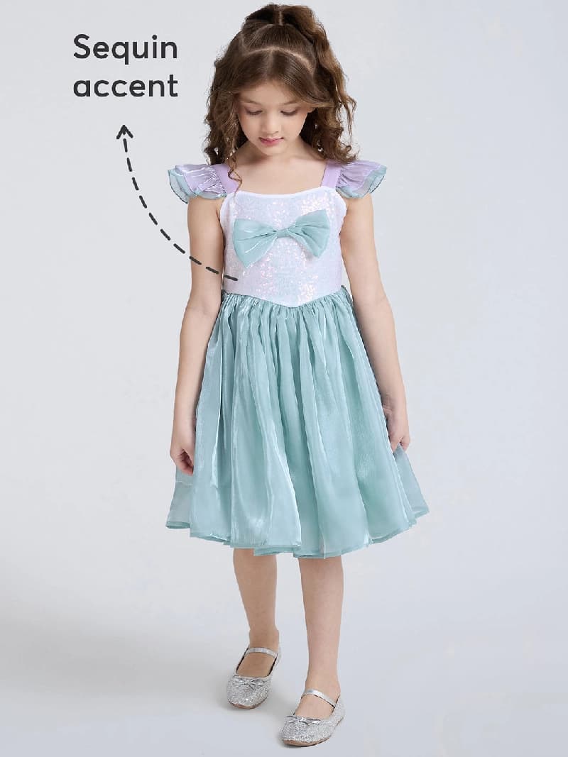 Girls Teal Sea Goddess Shimmer Dress