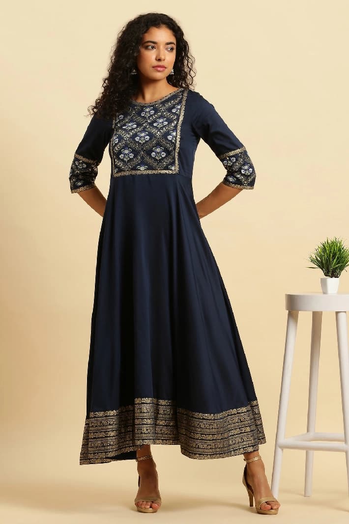 Women's Blue Festive Regular Fit Dress
