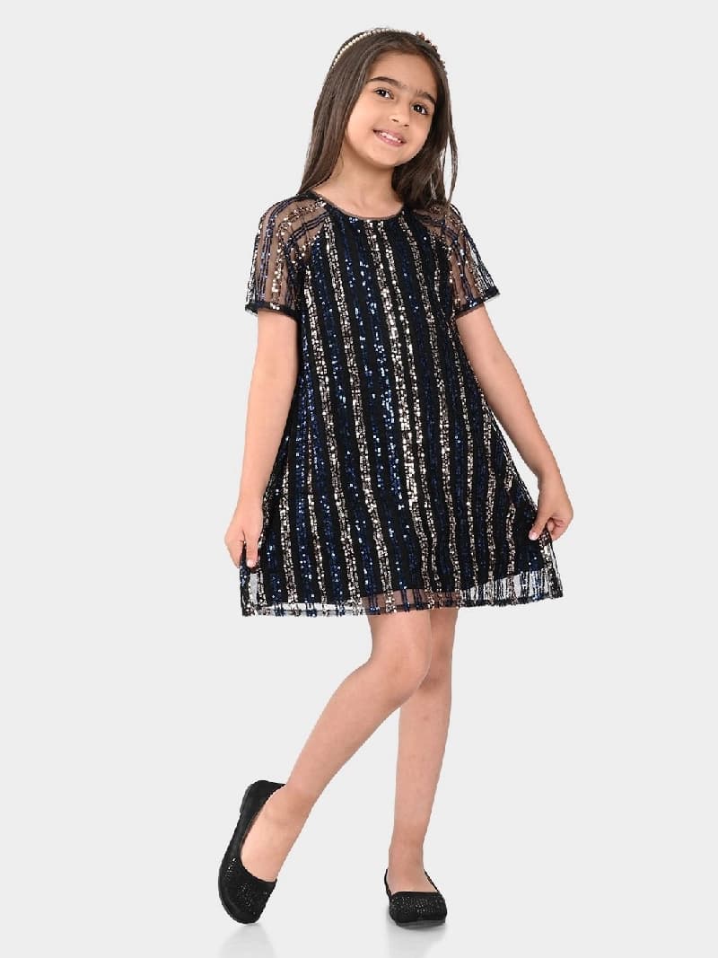 Girls Multicolor Casual Regular Fit Half Sleeves Dress