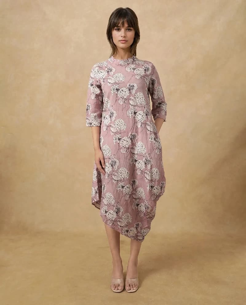 Women's Pink Casual Printed Regular Fit Dress