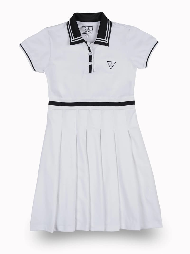 Girls White Casual Relaxed Fit Solid Half Sleeves Dress