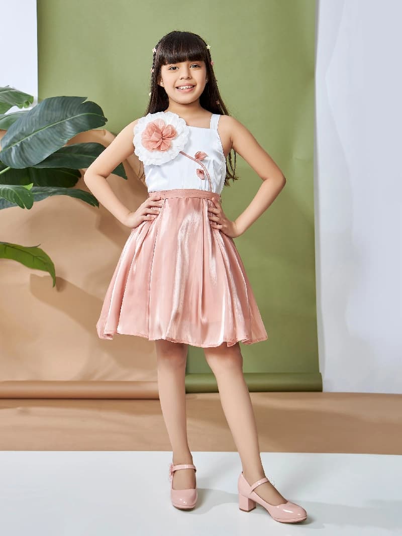 Girls Pink Knee Length Party Dress