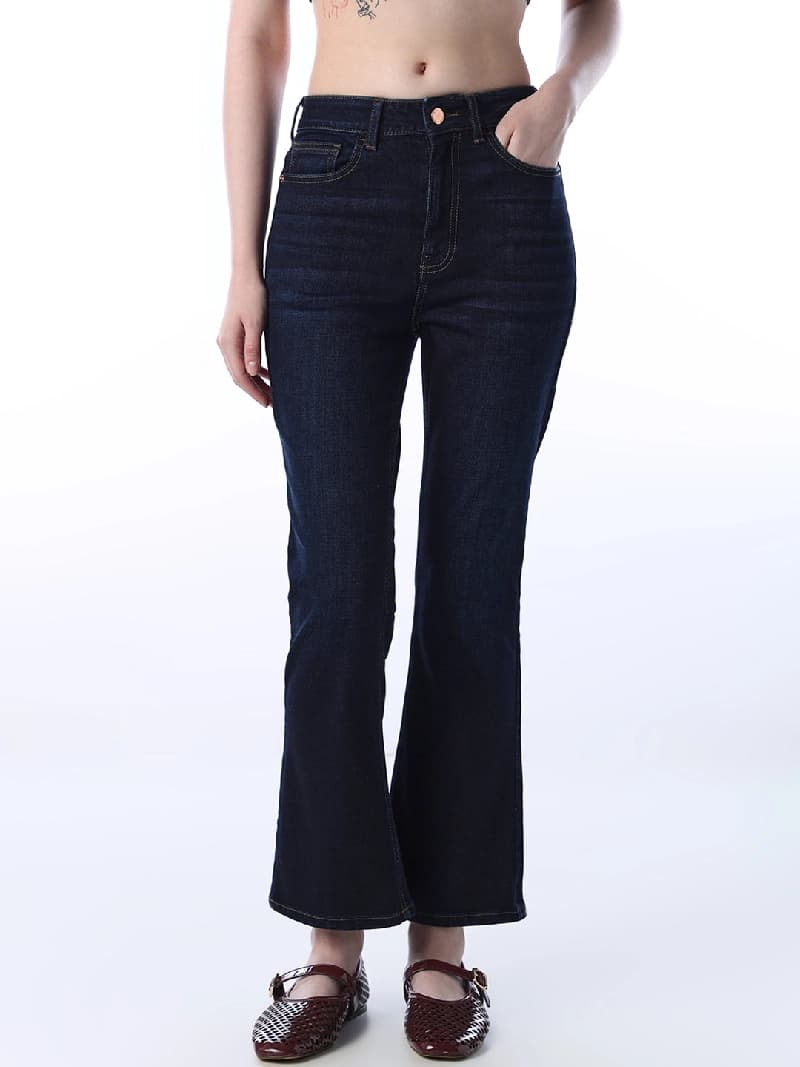 Women's Blue Casual Flared Fit Jeans