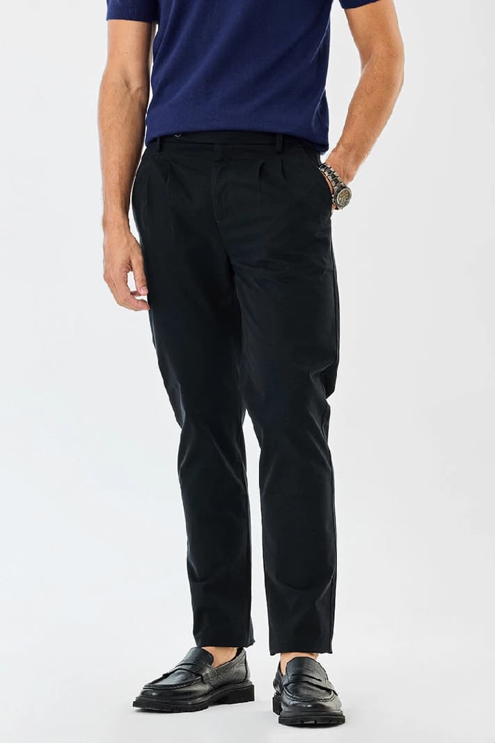 Men's Black Formal Solid Straight Fit Trouser