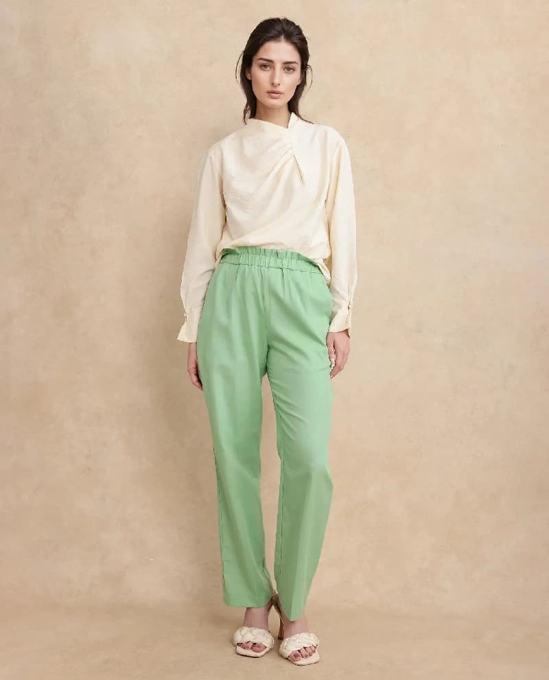 Women's Green Casual Printed Regular Fit Trouser