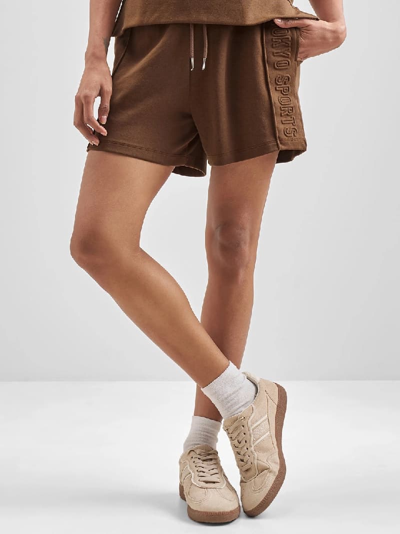Women's Brown Casual High-Rise Shorts