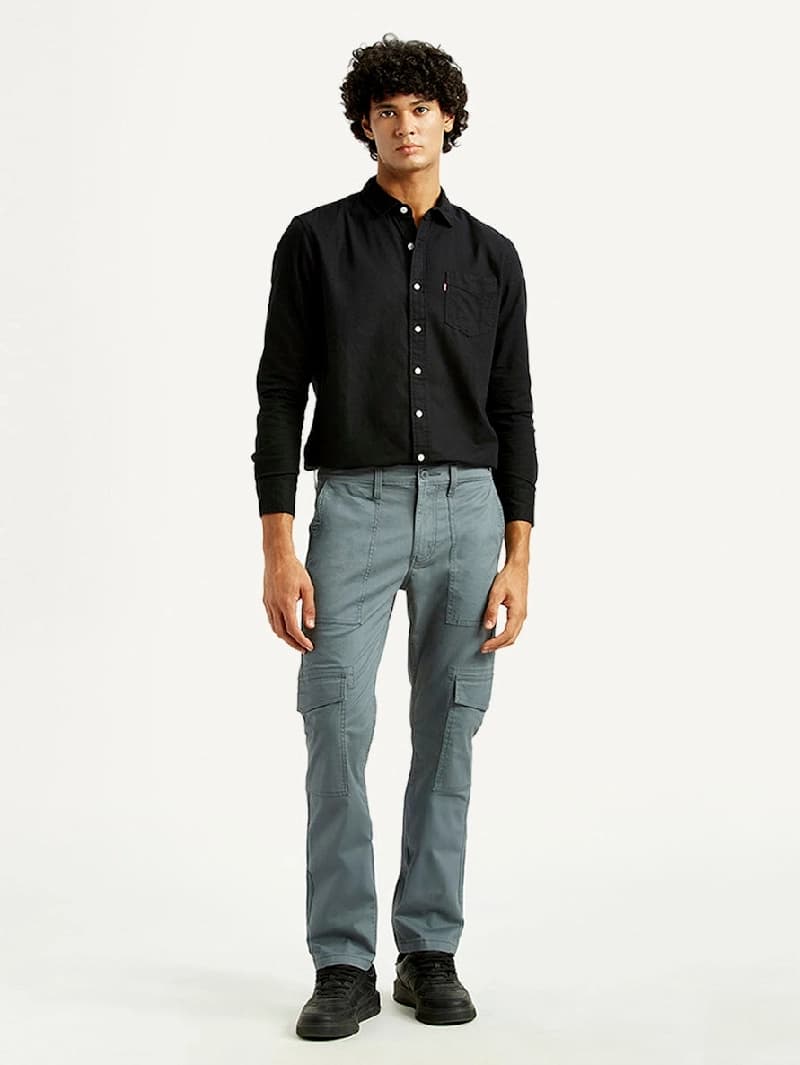 Men's Grey Casual Slim Fit Cargo