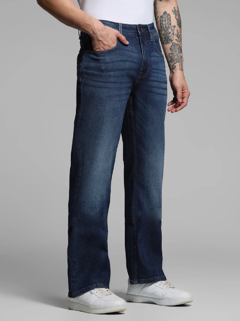 Men's Blue Casual Bootcut Fit Jeans