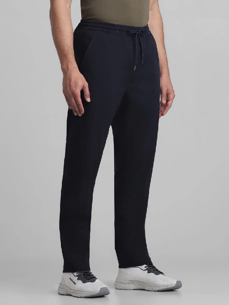 Men's Navy Casual Solid Regular Fit Trackpant