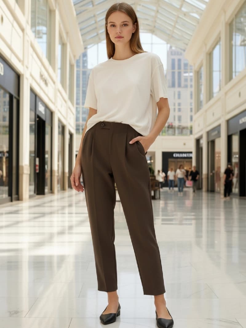 Women's Brown Casual Solid Trouser