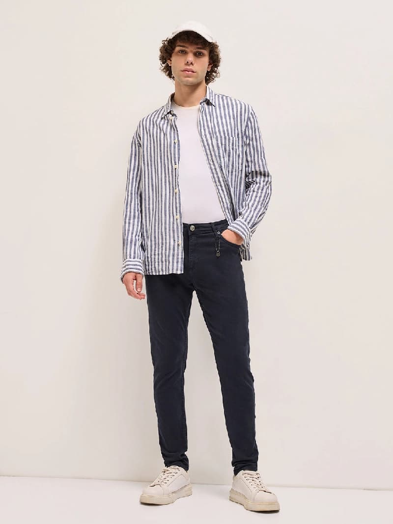 Men's Blue Casual Solid Skinny Fit Jeans