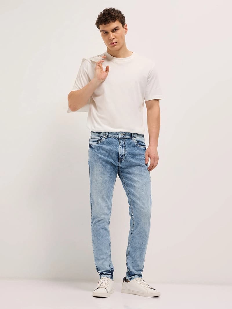 Men's Blue Casual Solid Skinny Fit Jeans