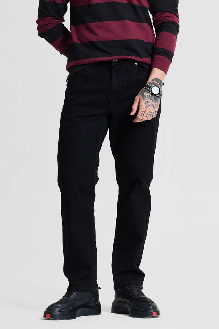 Men's Black Casual Regular Fit Jeans